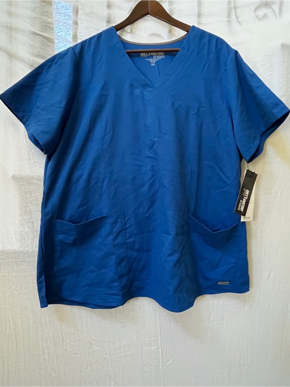 Grey's Anatomy Barco Women's Scrub Top Royal Blue medical aesthetician 2XL